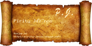 Pirity János névjegykártya